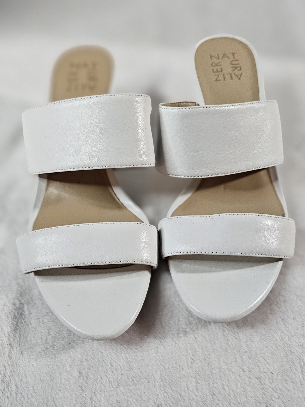 Naturalizer White Double-Strap Slide Sandals